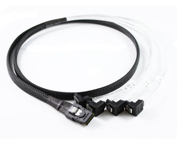 1M Mini SAS to 4 x Right Angle SATA Cable