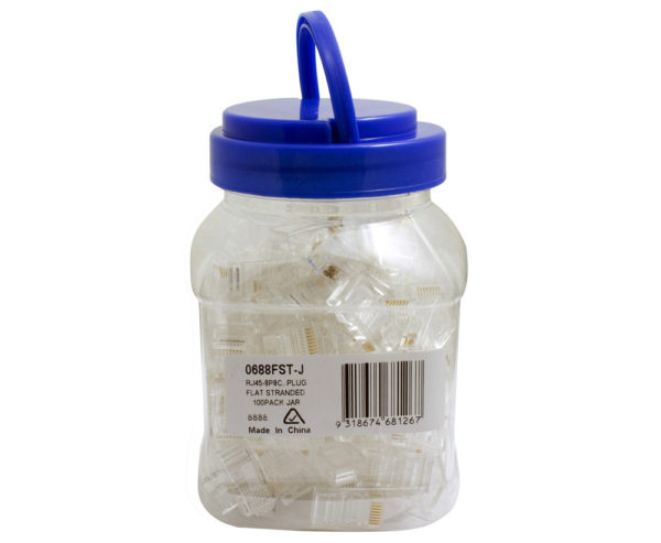 Cabac Plug Flat Stranded Rj45 8P8C 100Pk Jar