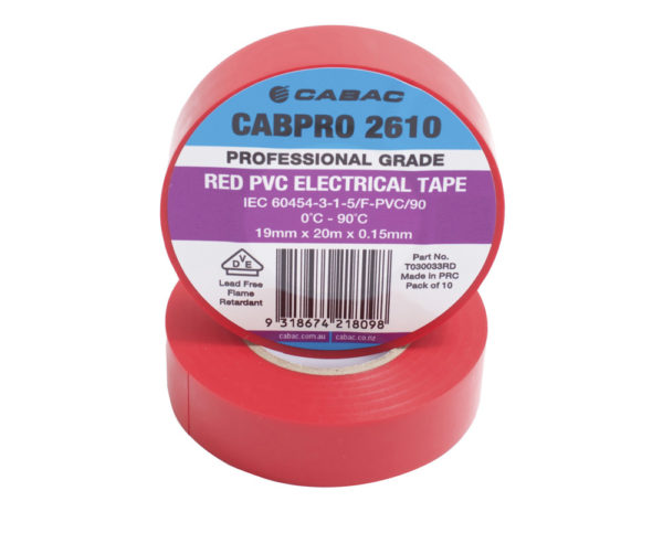 Cabac Cabpro Pvc Tape 2610 - Red 19Mm X 20M
