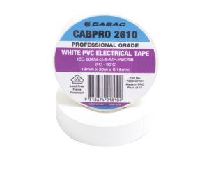 Cabac Cabpro Pvc Tape 2610 - White 19Mm X 20M