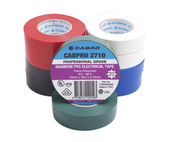 Cabac Cabpro Pvc Tape 2710 - Rainbow 20M 10Pac