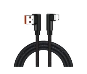 2M Right Angle USB AM to Right Angle Lightning Cable, Metal + Braid-0