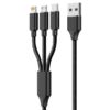 1M USB 3-in-1 Multi Charger Cable with Metal Plug + Cotton Braided -10953