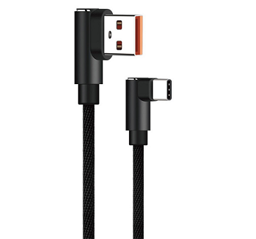 2M Right Angle USB to Right Angle Type-C Male Data/Charging Cable ( Black )-0