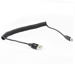 1M USB AM to Type-C Male Syn/Charing Cable with Curly cord-0