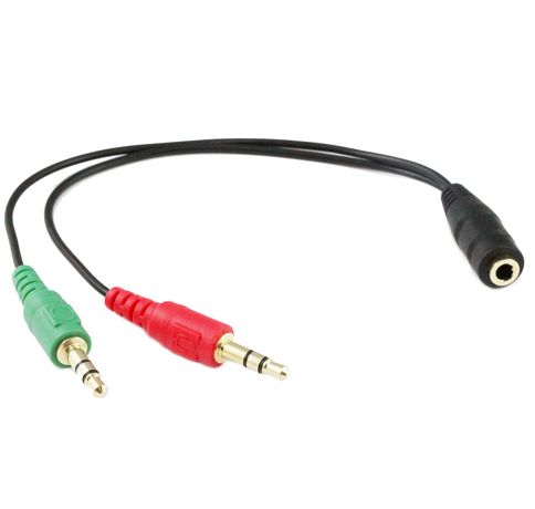 20CM MIC & Earphone to 3.5mm Socket Audio Adaptor-0