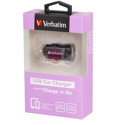 Verbatim 12W USB Car Charger 2.4A-10653