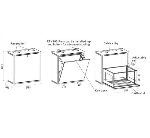 19" 6RU Vertical Wall Mount Rack Cabinet-10872