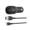 Belkin CCD001BT1MB Dual USB-A Car Charger 24W Lightning To USB-A 1M Cable Black-0