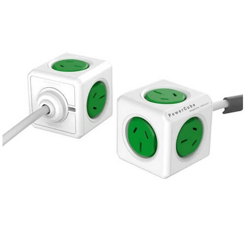 Powercube Extended 5 Outlets With 3M Lead Green-11706
