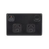 Tesla 2 Way Horizontal Wall Power Outlet 10A 250V Black-0