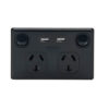 Tesla Double Outlet Powerpoint With Dual USB Charger Black-0