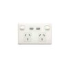 Double Outlet Powerpoint With Dual USB Charger White-0