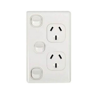 Tesla Vertical Wall Double Outlet Powerpoint 250V 16A White-0