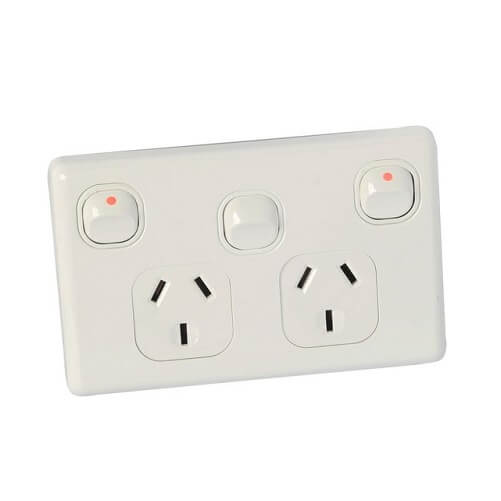 Wall AC 2 X GPO Power Outlet Plus 10A 250V With Extra Switch-0