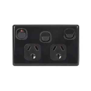 Tesla Horizontal Wall Power Outlet With Extra 250V 16A Switch Black-0