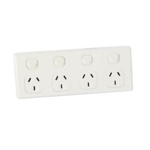Four Way 10A 250V AC Power Outlet White-0