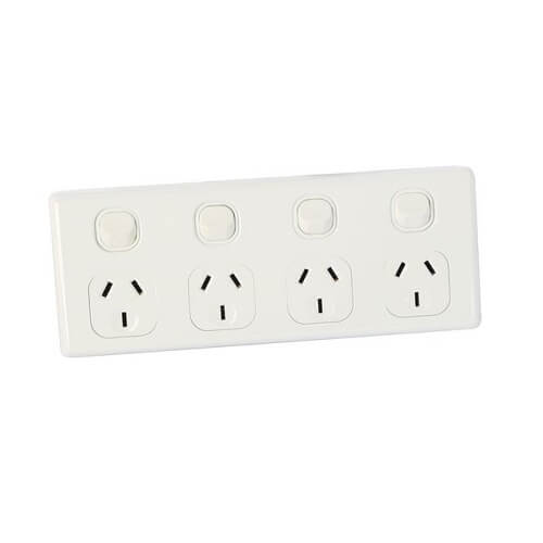 Four Way 10A 250V AC Power Outlet White-0