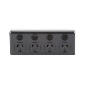 Four Way 10A 250V AC Power Outlet Black-0
