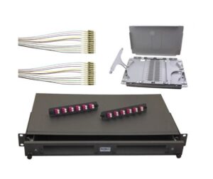 Fibre Optic Om4 Sliding Enclosure With 24 LC Om4 Adaptors, Pigtails, Splice Cassette