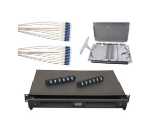 Fibre Optic Sliding Enclosure With 24 LC OS2 Adaptors, Pigtails And Splice Cassette