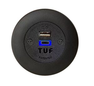 Elsafe Pip Panel Mounted USB-A / USB-C TUF 5A Charger Unit With Bezel Black