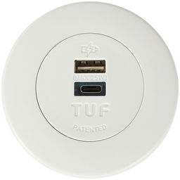 Elsafe Pip Panel Mounted USB-A / USB-C TUF 5A Charger Unit With Bezel White