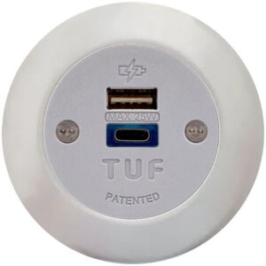 Elsafe Pip Panel Mounted USB-A / USB-C TUF 5A Charger Unit With Bezel Grey