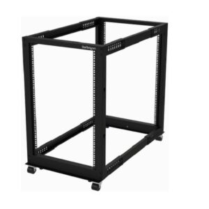 StarTech.com 4-Post 18U 19inch Mobile Open Frame Server Rack Black