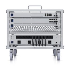 Ubiquiti 6U-sized device rack with a 24-port blank patch panel that can be assembled without tools