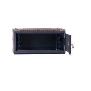 LDR Flat Packed 4U Hinged Wall Mount Cabinet 600mm x 550mm Glass Door Black