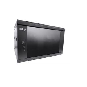 LDR Assembled 6U Hinged Wall Mount Cabinet 600mm x 550mm Glass Door Black