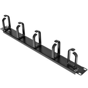 1U 19inch Server Rack Cable Management Panel With D-Ring Hooks Black