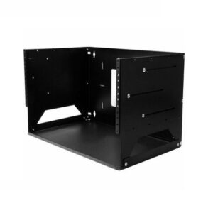 StarTech.com 2-Post 4U Open Frame Wall Mount Network Rack With Built-In Shelf And Adjustable Depth Black