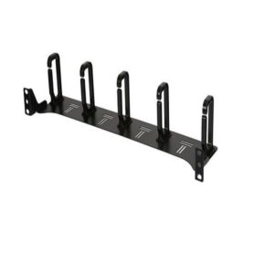 1RU Cable Manager With 5x Plastic Fingers Black