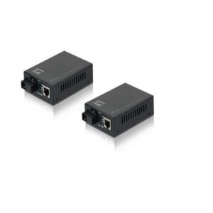 RJ45 To SC BIDI Fast Ethernet Media Converter Set Single-Mode Fiber 20km Black