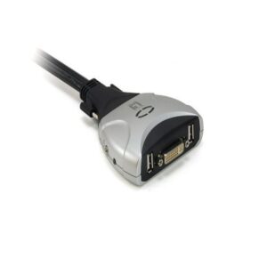2-Port USB DVI-I Dual Link Cable KVM Switch Two-Way Audio Iron gray