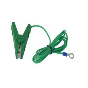 1.3m Stainless Steel Alligator Clip Lead and Ring Terminal Green