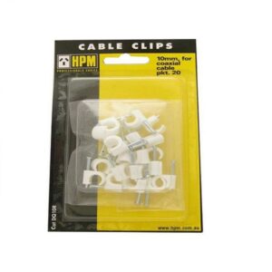 10mm Cable Clips Round White-Bulk