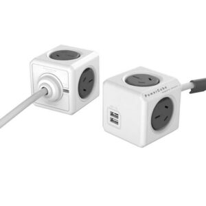 Powercube Extended USB - 4 Power Outlets + 2 USB Gray