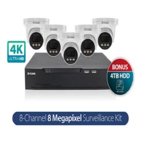 D-Link Vigilance Surveillance Kit With 8 Channel NVR And Five 8mp Turret Cameras 4TB HDD