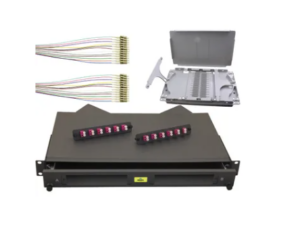 1RU Complete Rodent Proof Sliding Fibre Enclosure Kit with Splice Cassette, Pigtails and 24 OM4 LC Connectors